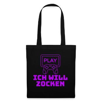 PLAY - Ich will zocken! - Stoffbeutel - Schwarz - Vorne
