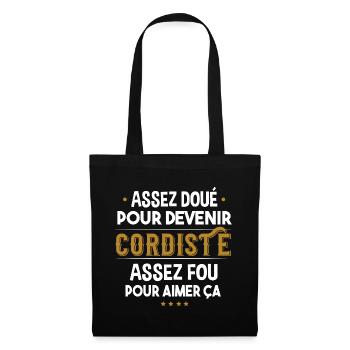 Cordiste métier. Cadeau homme humour corde - Sac en tissu - noir - Devant