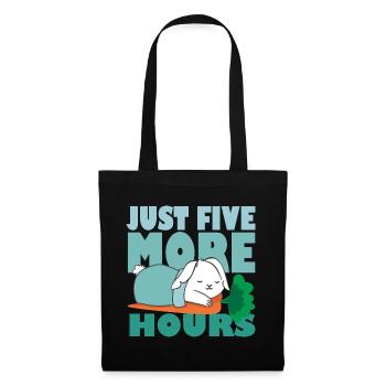 Just Five More Hours - Süßer Schlafender Hase - Stoffbeutel - Schwarz - Vorne