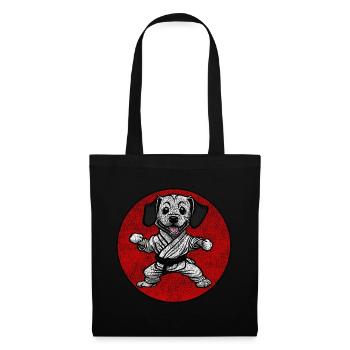Chien d’occasion en costume de karaté judo - Sac en tissu - noir - Devant