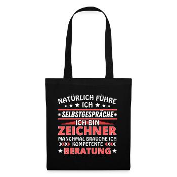 Ich führe Selbstgespräche - Zeichner Edition - Stoffbeutel - Schwarz - Vorne