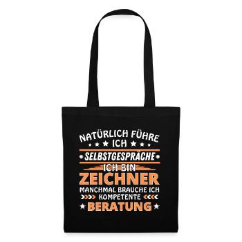 Ich führe Selbstgespräche - Zeichner Edition - Stoffbeutel - Schwarz - Vorne