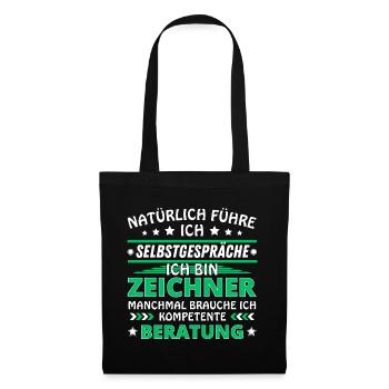 Ich führe Selbstgespräche - Zeichner Edition - Stoffbeutel - Schwarz - Vorne