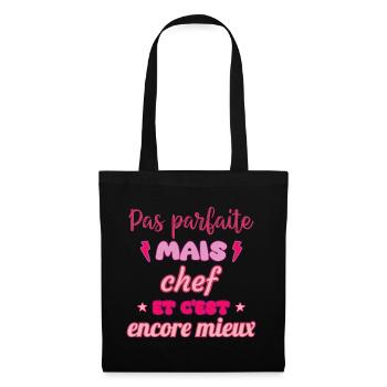 Pas parfaite mais chef,idée cadeau,cheffe,cuisine - Sac en tissu - noir - Devant