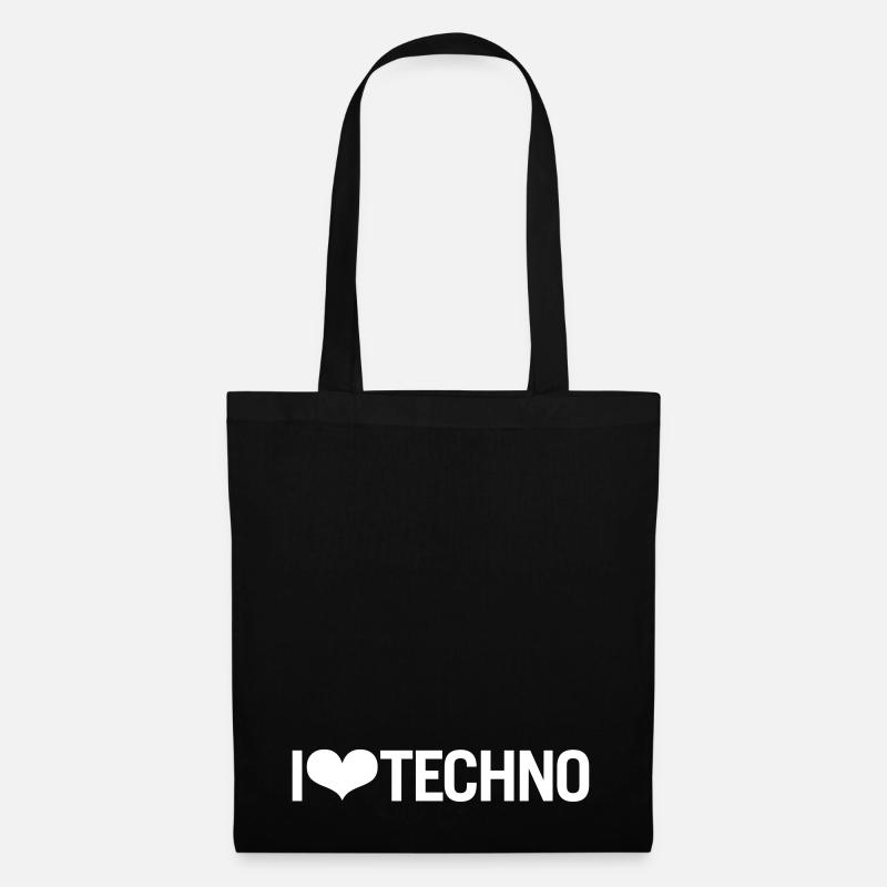 J'AIME LA TECHNO - Sac en tissu - noir