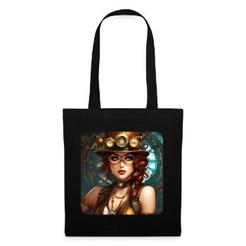Sexy fille steampunk avec chapeau et montre - Sac en tissu - noir - Devant