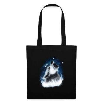 Loup pleurnichant dans le ciel nocturne conception aérographe - Sac en tissu - noir - Devant