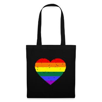 Vintage LGBT Herz - Stoffbeutel - Schwarz - Vorne