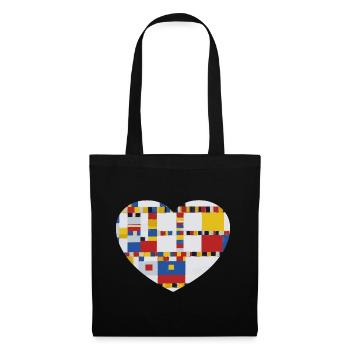 Cœur avec tableau Mondrian Victory Boogie Woogie - Sac en tissu - noir - Devant
