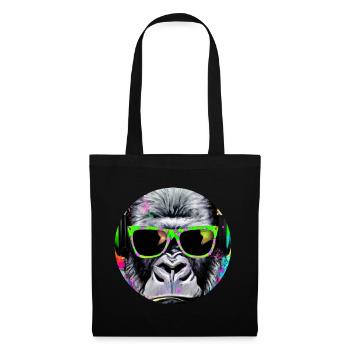 Gorilla mit Kopfhörer und Sonnenbrille - Stoffbeutel - Schwarz - Vorne