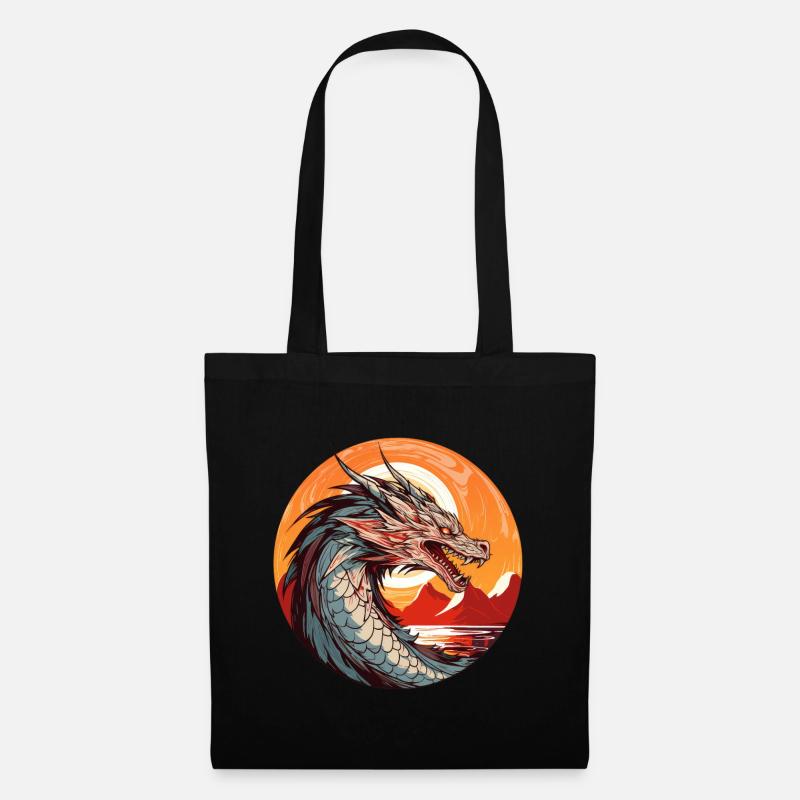 Drache - Stoffbeutel - Schwarz