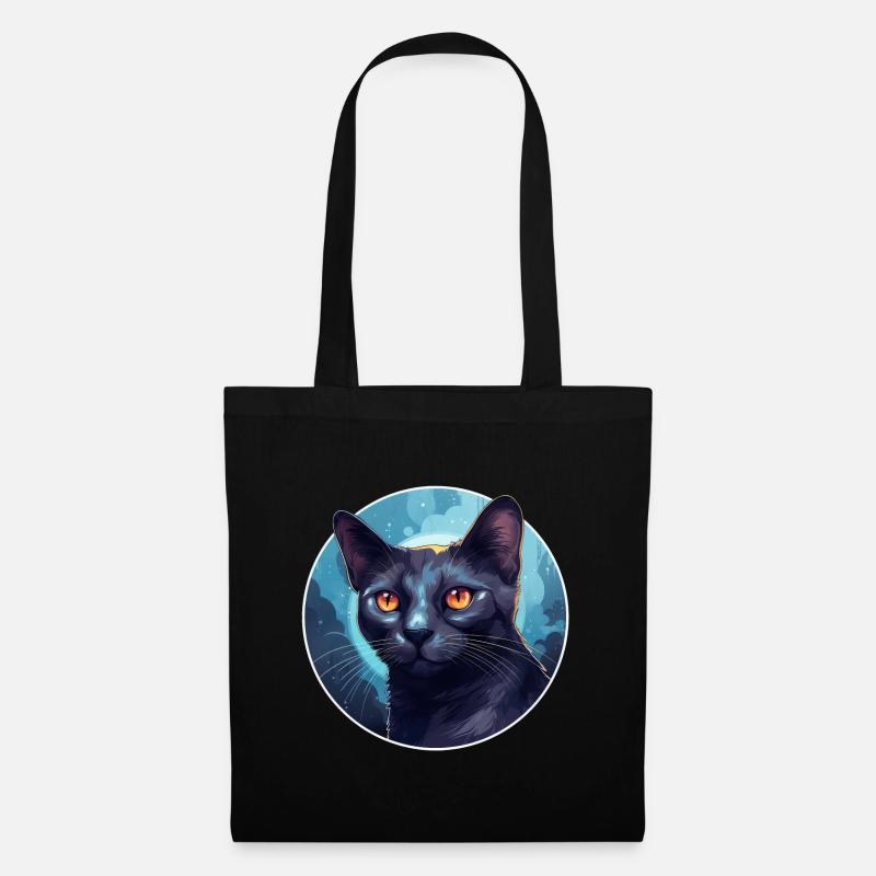 Russisch Blau Katze - Stoffbeutel - Schwarz