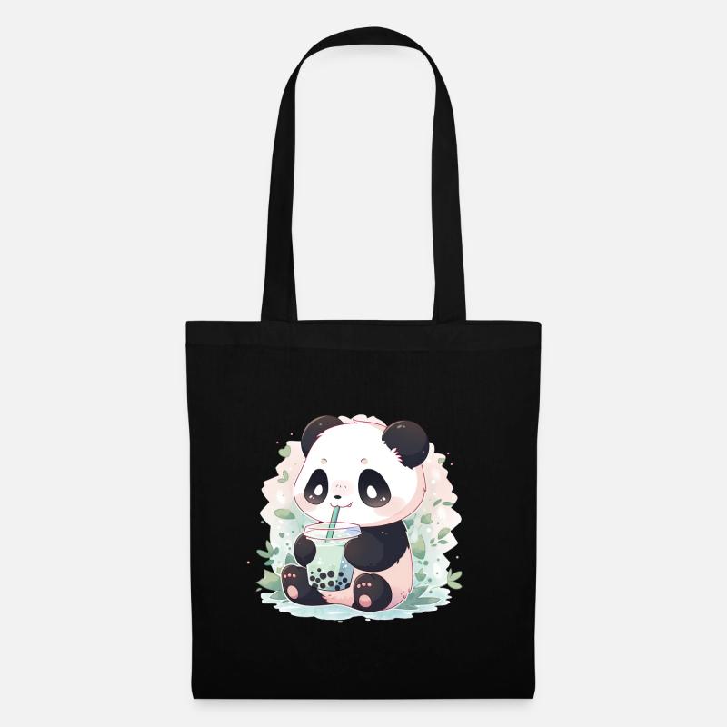 Kawaii panda bubble tea boba tea - Tote Bag - black