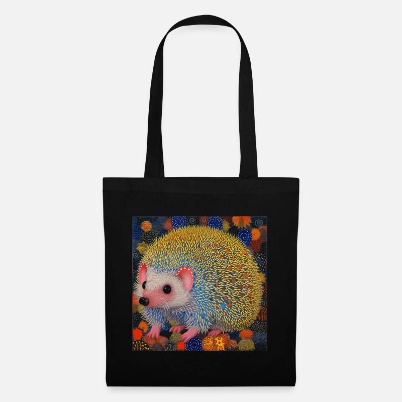 igel, bunt, tier, geschenk, geschenkidee - Stoffbeutel - Schwarz