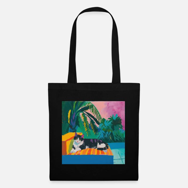 katze, katzen bunt, tier, geschenk, geschenkidee - Stoffbeutel - Schwarz
