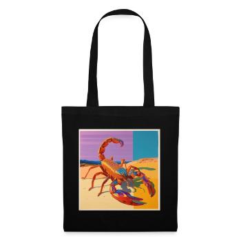 scorpion, bunt, tier, geschenk, geschenkidee - Stoffbeutel - Schwarz - Vorne