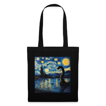 Monstre du Loch Ness, Nessie, Van Gogh, Nuit étoilée - Sac en tissu - noir - Devant