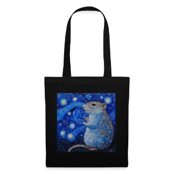 agouti, maus, ratte, van gogh, sternennacht - Stoffbeutel - Schwarz - Vorne