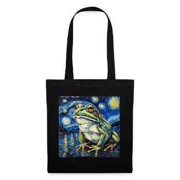 frosch, tier, van gogh, sternennacht - Stoffbeutel - Schwarz - Vorne