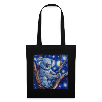 koala, tier, van gogh, sternenacht - Stoffbeutel - Schwarz - Vorne