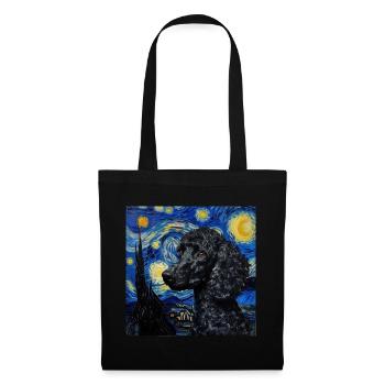 Caniche, Chien, Van Gogh, Nuit Étoilée - Sac en tissu - noir - Devant