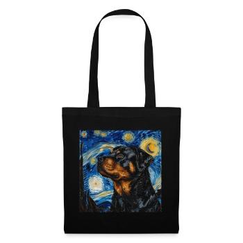 rottweiler, dog, van gogh, starry night - Tote Bag - black - Front