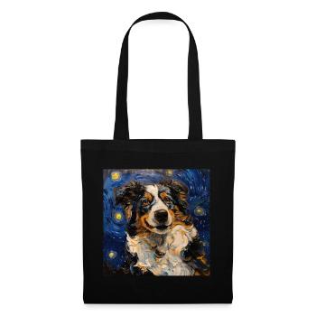 Australian Shepherd, dog, van gogh, starry night - Tote Bag - black - Front