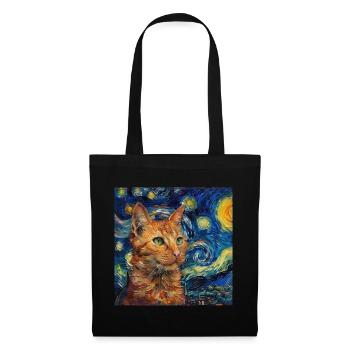 Cat, cat motif, van gogh, starry night - Tote Bag - black - Front