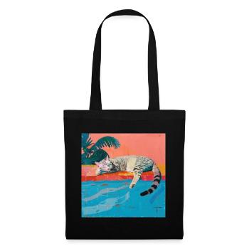 Katze, katzenmotiv, popart, geschenk, geschenkidee - Stoffbeutel - Schwarz - Vorne