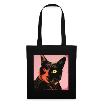 Chat, motif chat, pop art, cadeau, idée cadeau - Sac en tissu - noir - Devant