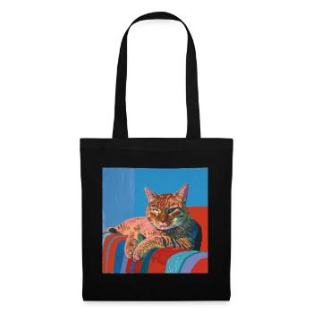 Katze, katzenmotiv, popart, geschenk, geschenkidee - Stoffbeutel - Schwarz - Vorne