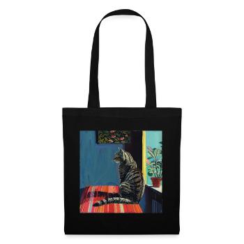 Chat, motif chat, pop art, cadeau, idée cadeau - Sac en tissu - noir - Devant