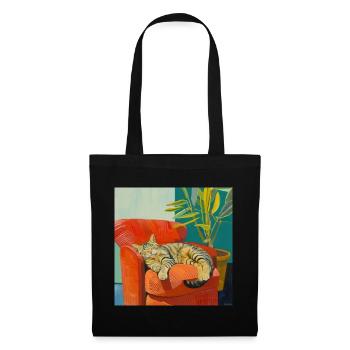 Katze, katzenmotiv, popart, geschenk, geschenkidee - Stoffbeutel - Schwarz - Vorne