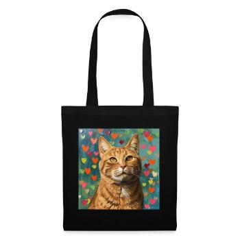 Katze, katzenmotiv, popart, geschenk, geschenkidee - Stoffbeutel - Schwarz - Vorne