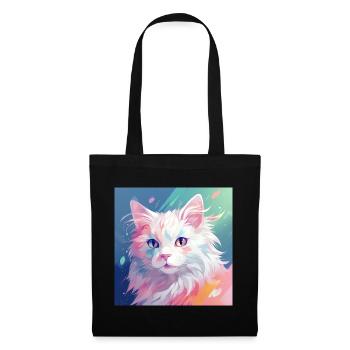 Katze, katzenmotiv, anime, geschenk, geschenkideen - Stoffbeutel - Schwarz - Vorne
