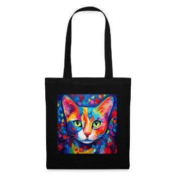 cat, cat motif, colorful, gift, gift ideas - Tote Bag - black - Front