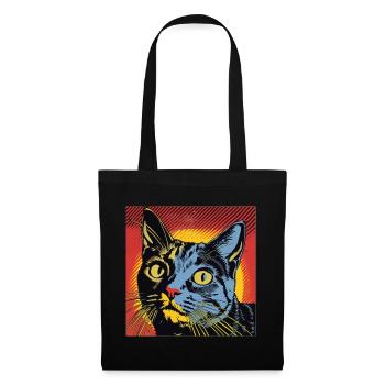 Katze, katzenmotiv, comic, geschenk, geschenkideen - Stoffbeutel - Schwarz - Vorne