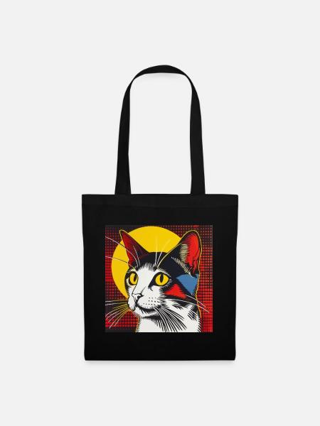 Katze, katzenmotiv - Stoffbeutel - Schwarz