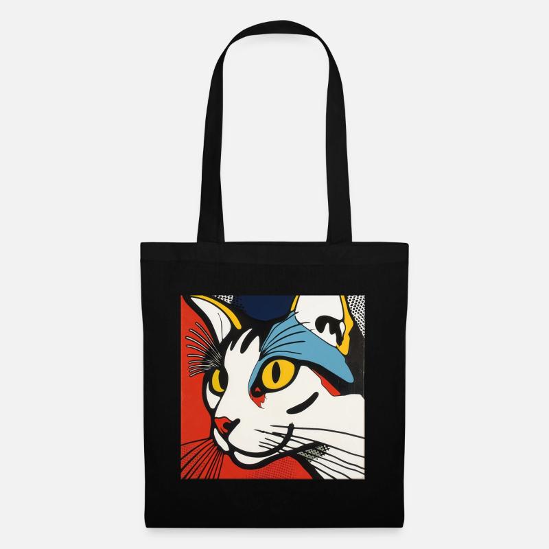 Katze, katzenmotiv - Stoffbeutel - Schwarz