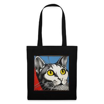Katze, katzenmotiv - Stoffbeutel - Schwarz - Vorne