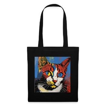 Chat, Motif De Chat - Sac en tissu - noir - Devant