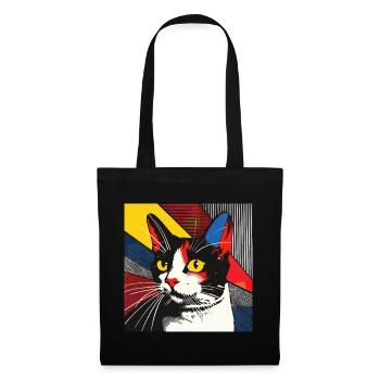 Chat, Motif De Chat - Sac en tissu - noir - Devant