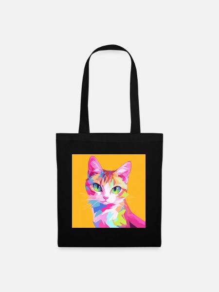 Katze, katzenmotiv - Stoffbeutel - Schwarz