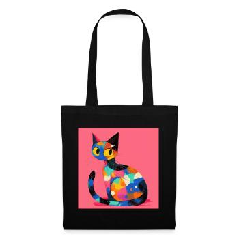 Chat, Motif De Chat - Sac en tissu - noir - Devant