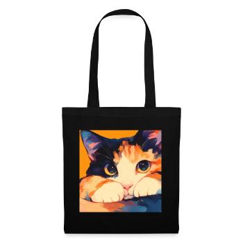 Chat, Motif De Chat - Sac en tissu - noir - Devant