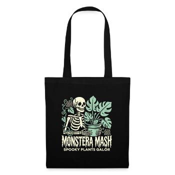 Monstera Mash - gruseliges Pflanzenliebhaber-Design - Stoffbeutel - Schwarz - Vorne
