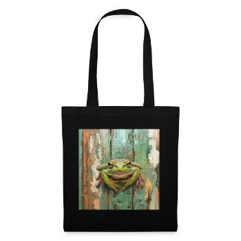 Frosch guckt - Stoffbeutel - Schwarz - Vorne
