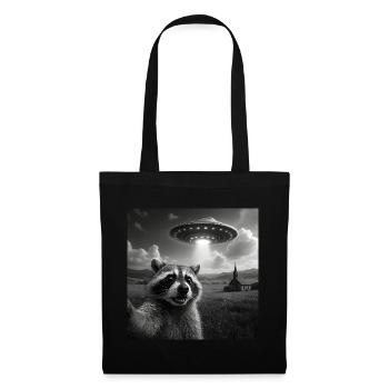 Raccoon Selfie with UFO - Tote Bag - black - Front
