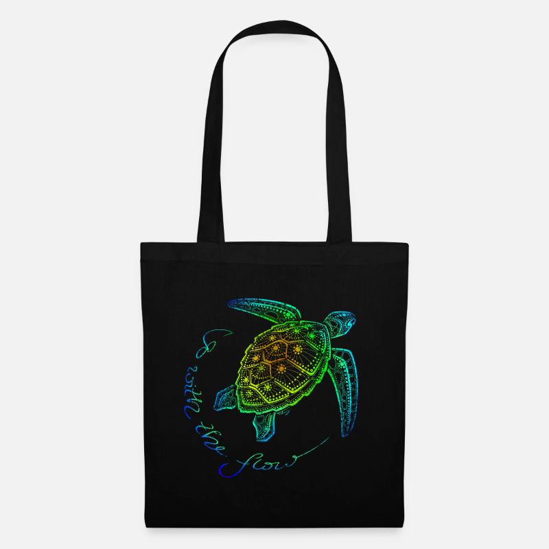 Sea Turtle Dot Art - go with the flow - rainbow - Stoffbeutel - Schwarz