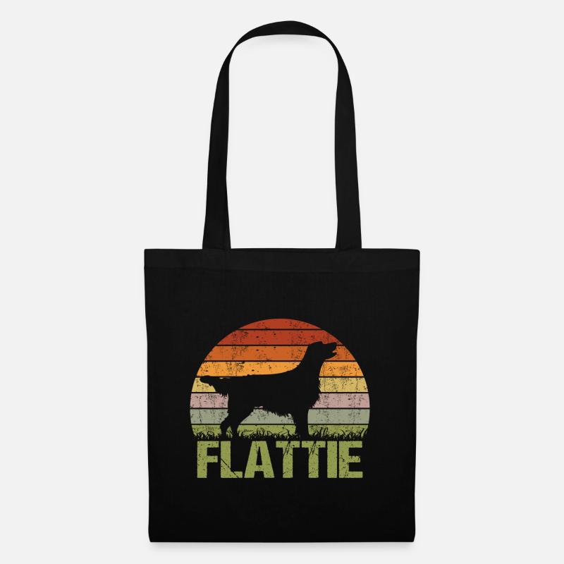 Flat Coated Retriever Vintage Retro - Stoffbeutel - Schwarz